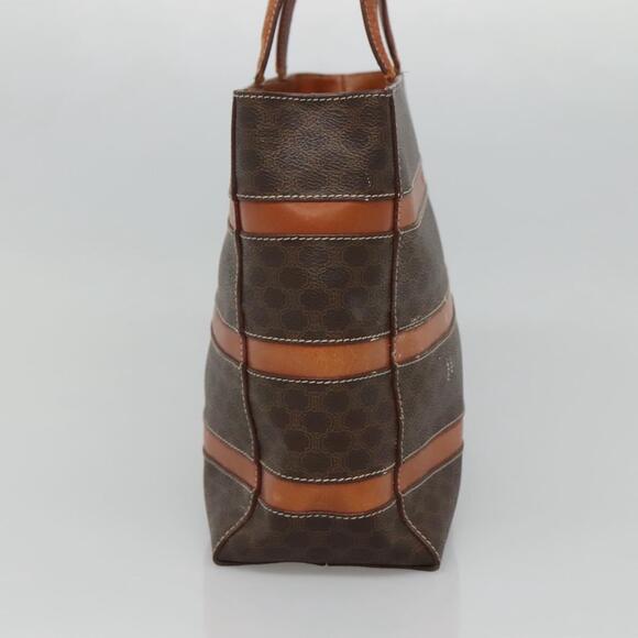 CELINE Macadam Canvas Hand Bag Pvc Leather Gold Brown - Picture 4 of 13
